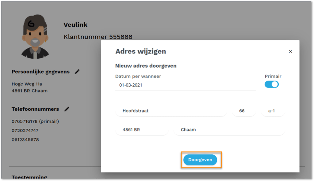wijzigen adres site