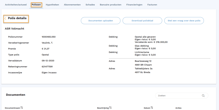 polis details in Appviseurs web