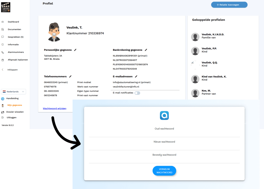 wachtwoord wijzigen in Appviseurs web