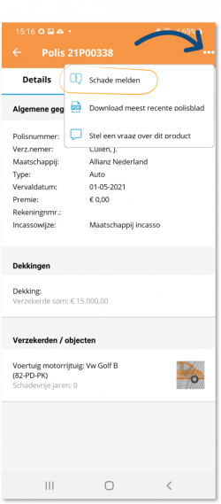 schade melden vanaf poliskaart schade melden poliskaart