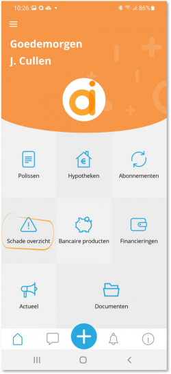 schade overzicht startscherm schade tegel